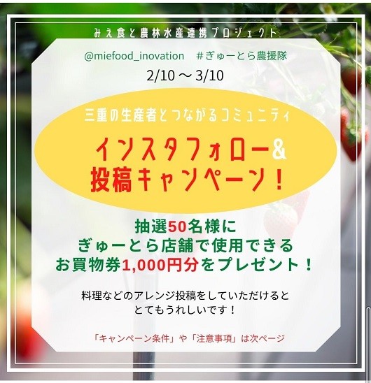 インスタ投稿で県内生産者を応援！フォロー＆投稿キャンペーン実施中！